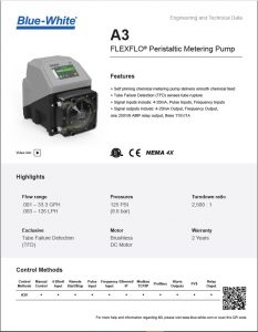 Blue-White A3 Peristaltic Metering Pump