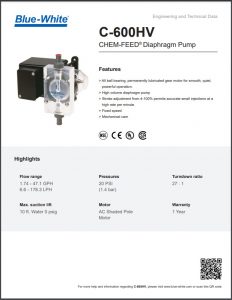 Blue-White C-600HV CHEM-FEED® Diaphragm Metering Pump