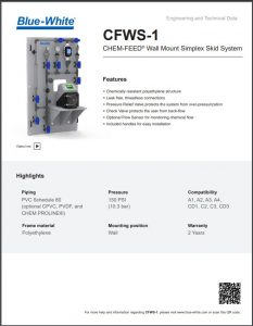 Blue-White CFWS-1 CHEM-FEED® Wall Mount Simplex Skid System Datasheet