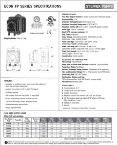 Stenner Econ FP Pump Spec Sheet