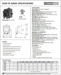 Stenner Econ FX Series Data sheet