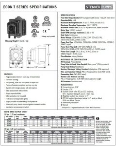 Stenner Econ T Series Data Sheet