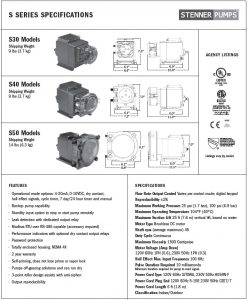 Stenner S-Series Spec Sheet-S30-S40-S50